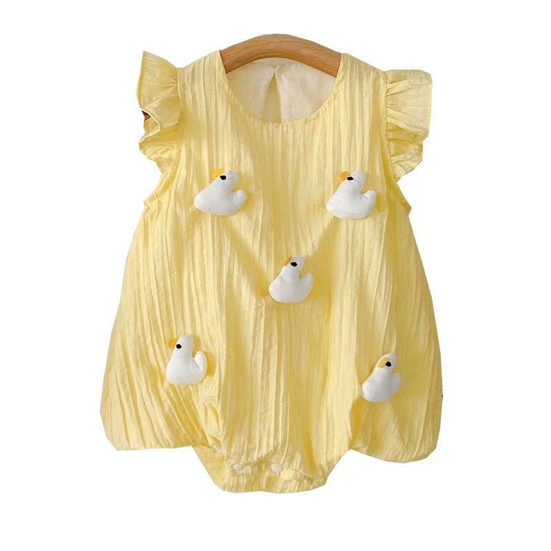Infants one-piece clothing summer clothing baby girls bag fart clothing flying sleeve triangle ha clothing newborn baby summer thin clothing